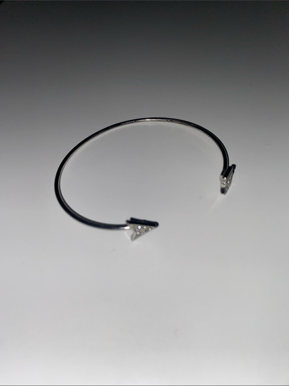 Silver Arrow Open Cuff Bracelet - Clear Crystal Tips